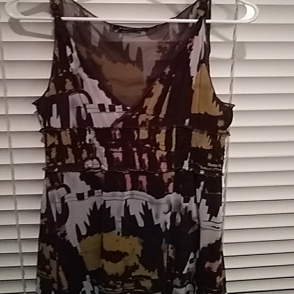BCBGMAXAZRIA Brown & Red sleeveless dress. Size M